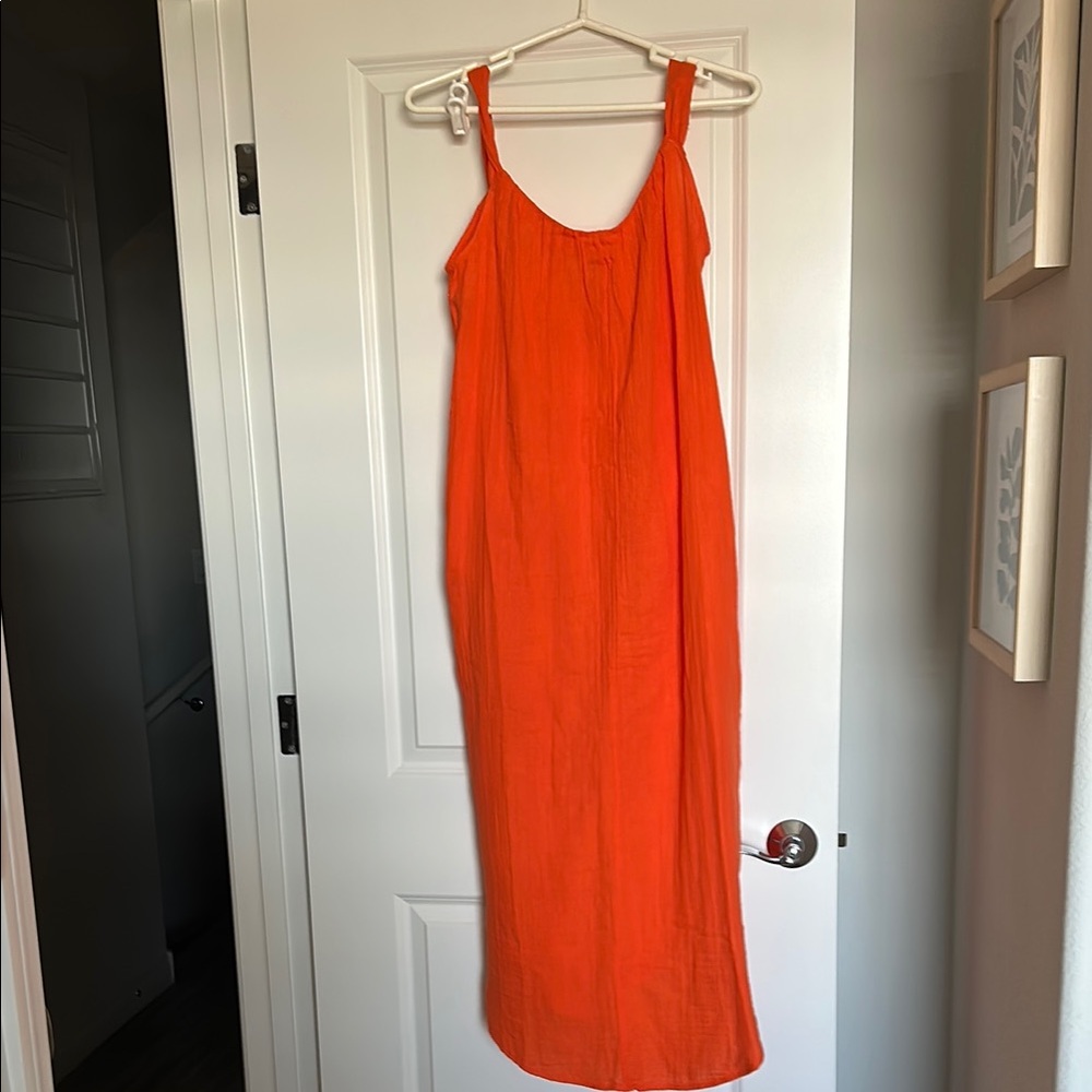 Old Navy Orange Sleeveless Scoop Neck Sundress